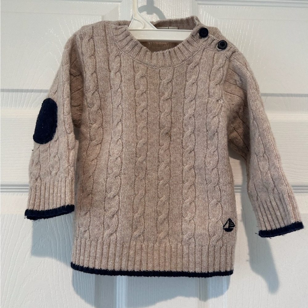 Jojo Maman Bebe 12-18 Months Camel Cableknit Lambswool Sweater Grandpacore